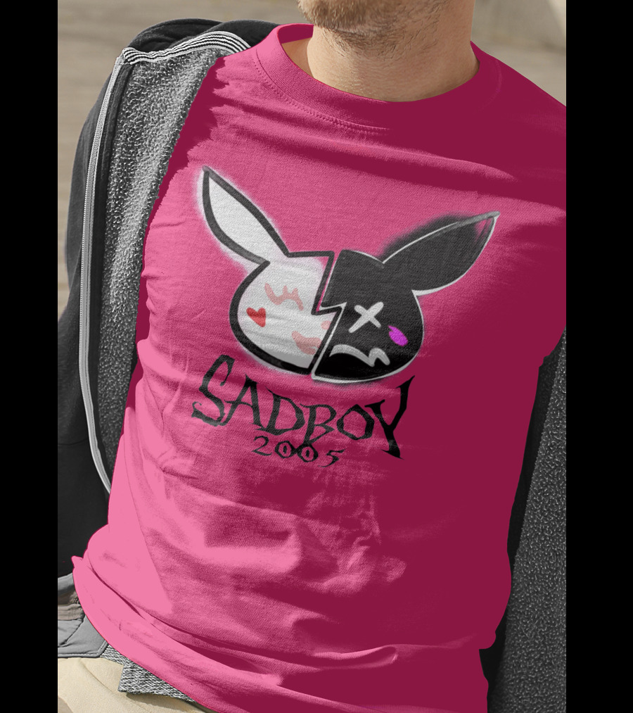 SADBOY 2005 Bunny Logo Pink Background T-Shirt