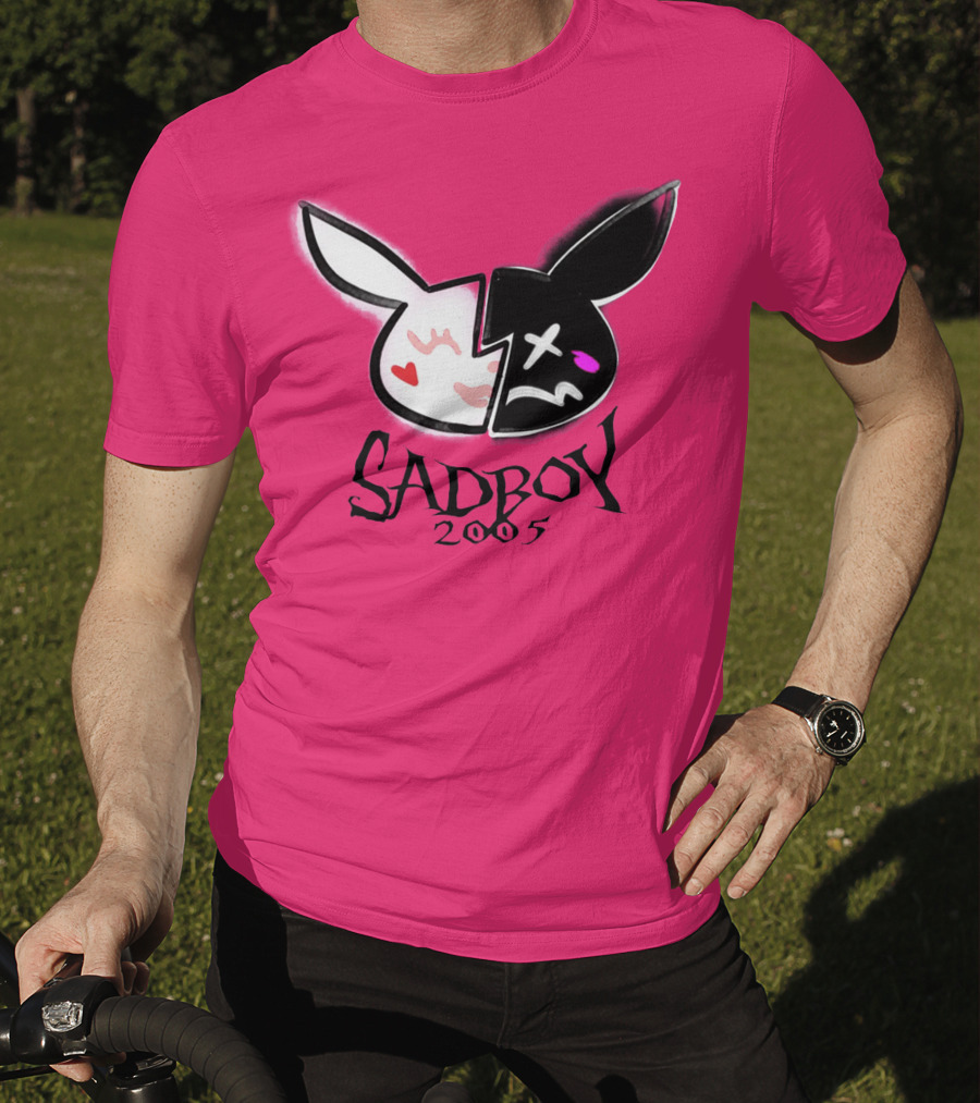 SADBOY 2005 Bunny Logo Pink Background T-Shirt