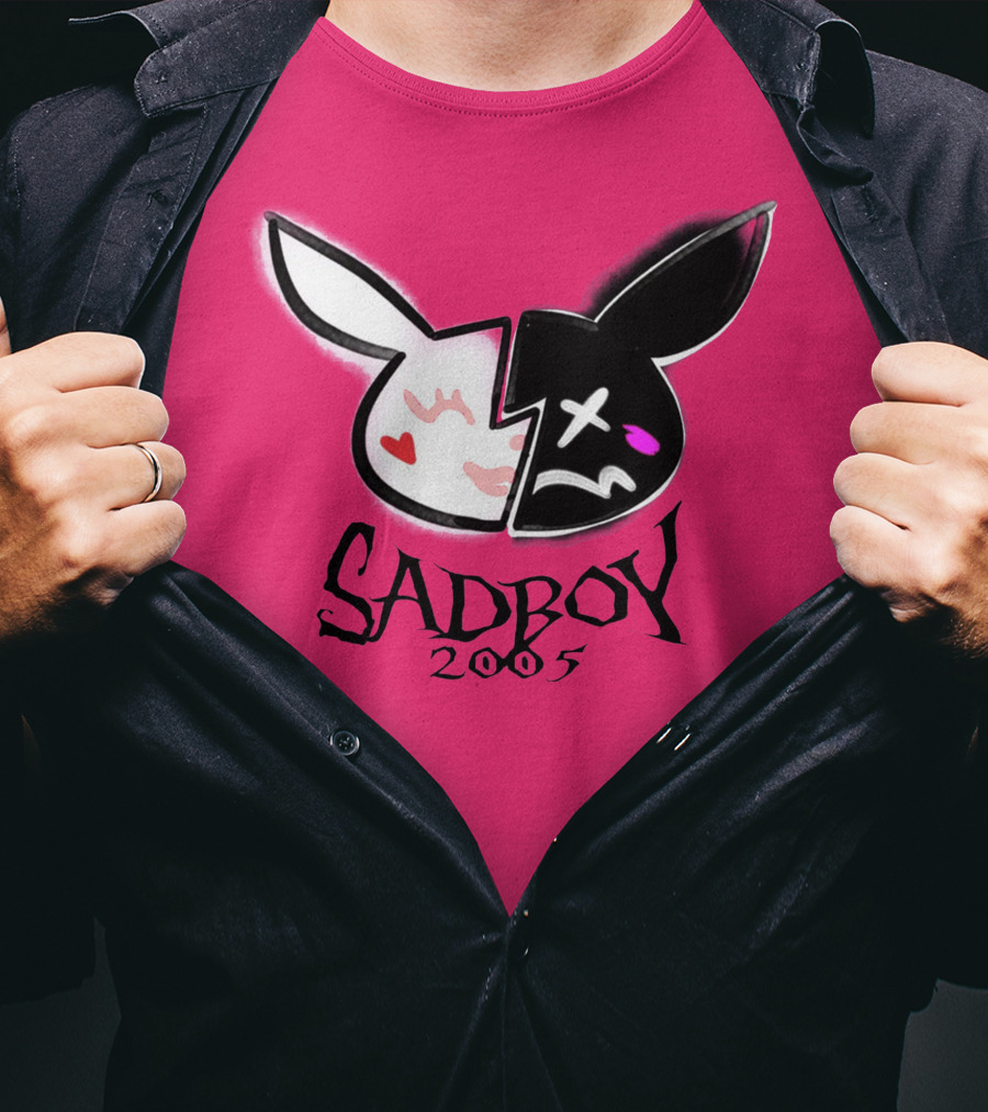 SADBOY 2005 Bunny Logo Pink Background T-Shirt