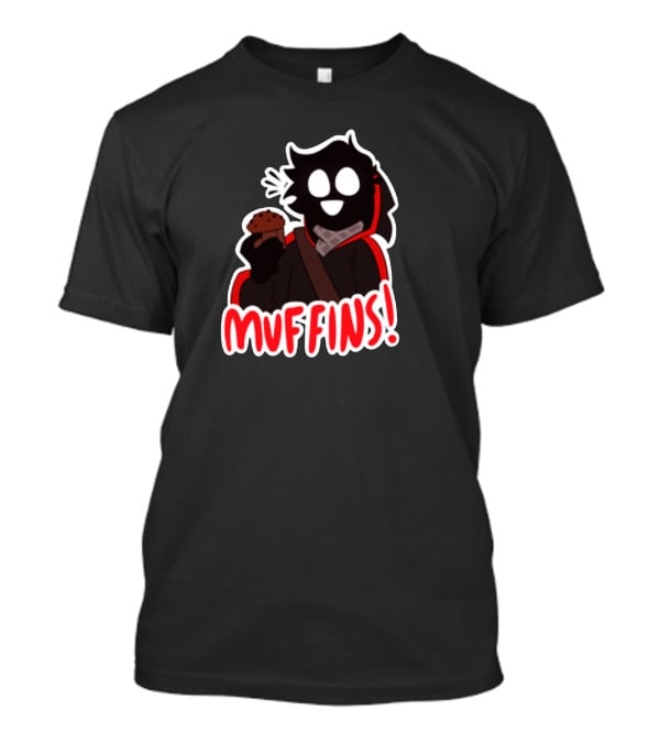 Muffins Character Holding Muffin With Red Outline T-Shirt