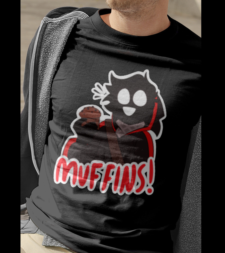 Muffins Character Holding Muffin With Red Outline T-Shirt