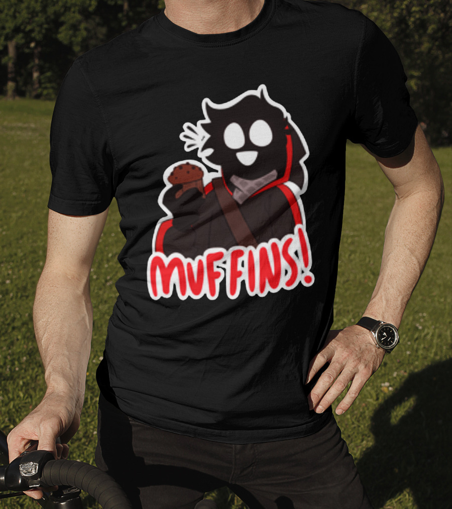 Muffins Character Holding Muffin With Red Outline T-Shirt
