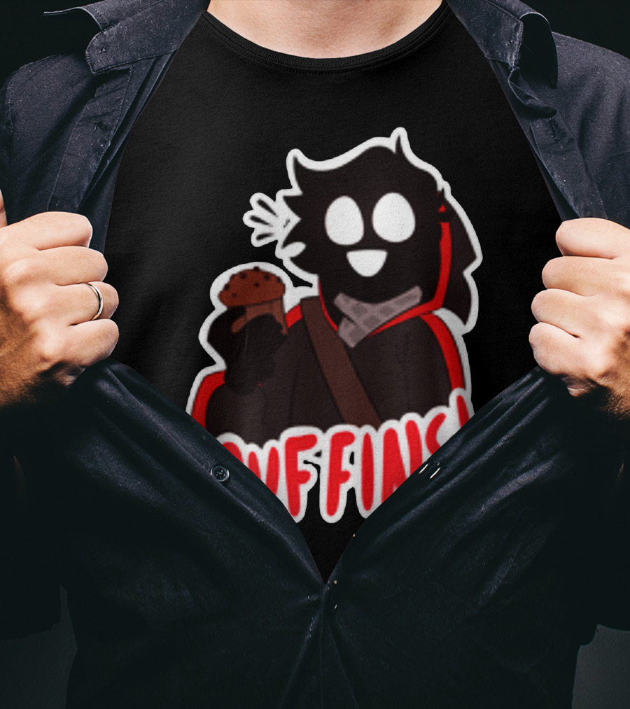Muffins Character Holding Muffin With Red Outline T-Shirt