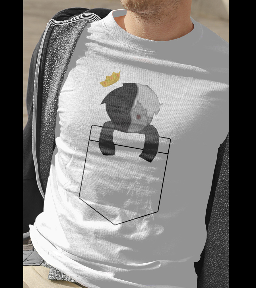 Ranboo Dual-Toned Character With Crown In Pocket T-Shirt