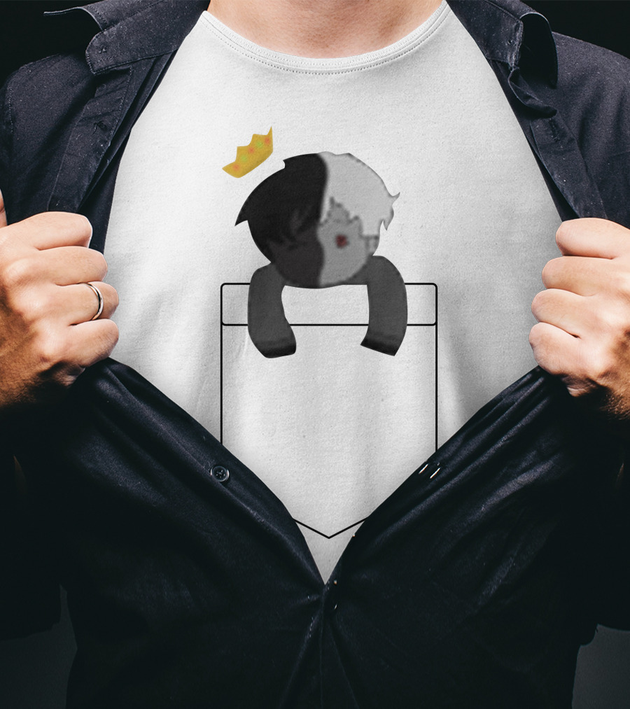 Ranboo Dual-Toned Character With Crown In Pocket T-Shirt