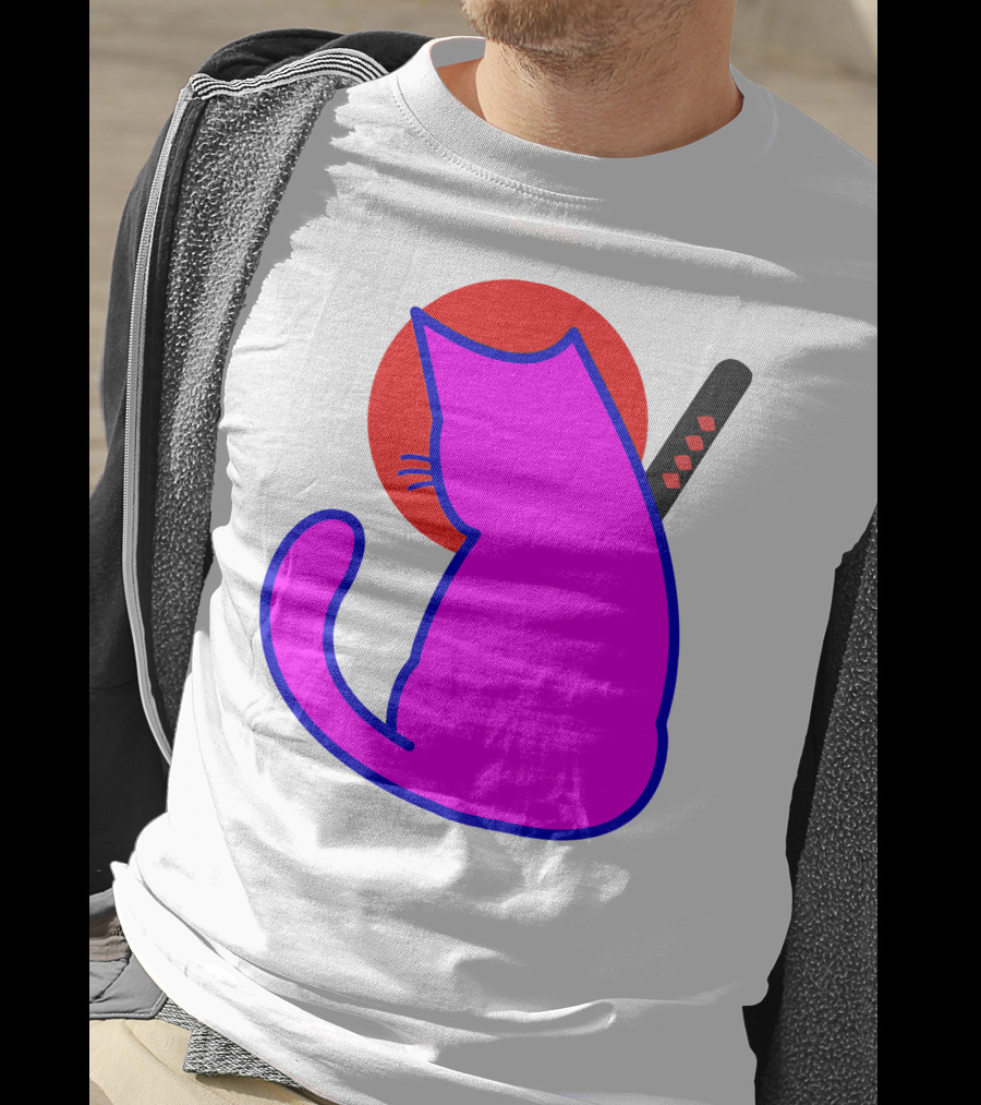 Sodapoppin Merch Pink Cat Samurai Sun T-Shirt