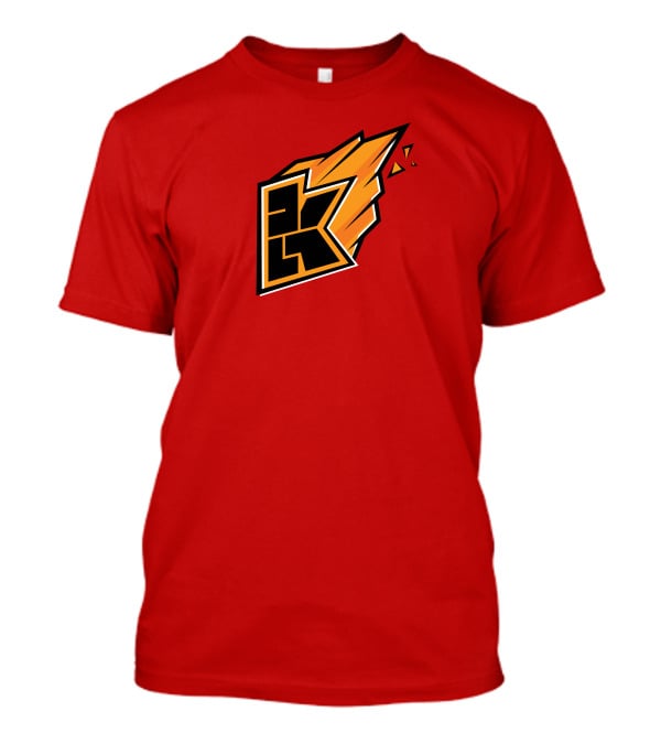 Kwebbelkop Merch Orange K Logo With Flame Effect T-Shirt