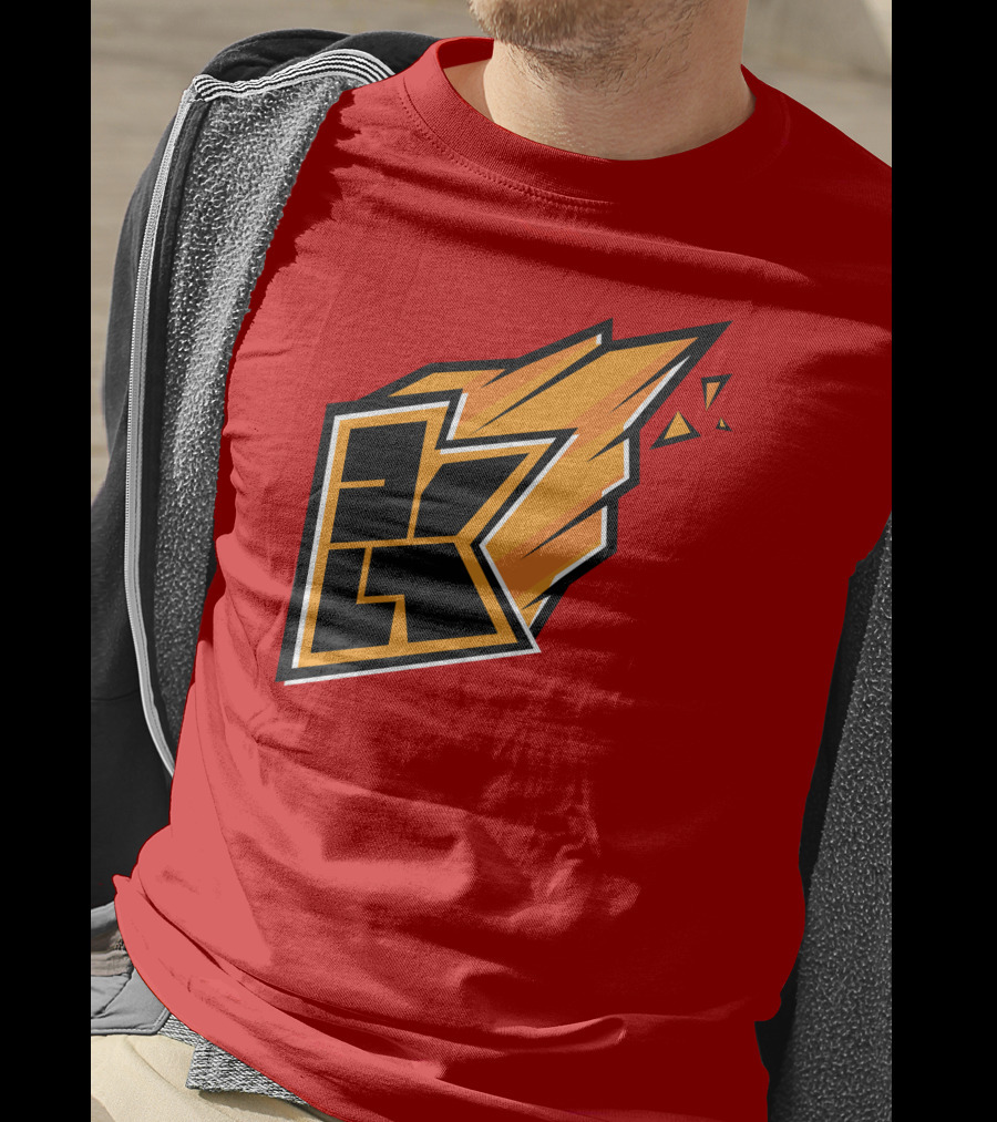 Kwebbelkop Merch Orange K Logo With Flame Effect T-Shirt