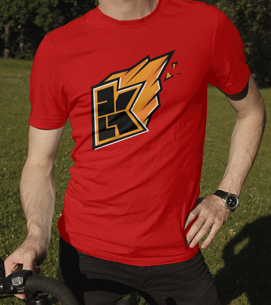 Kwebbelkop Merch Orange K Logo With Flame Effect T-Shirt