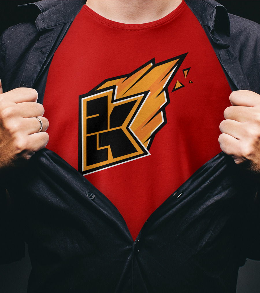 Kwebbelkop Merch Orange K Logo With Flame Effect T-Shirt