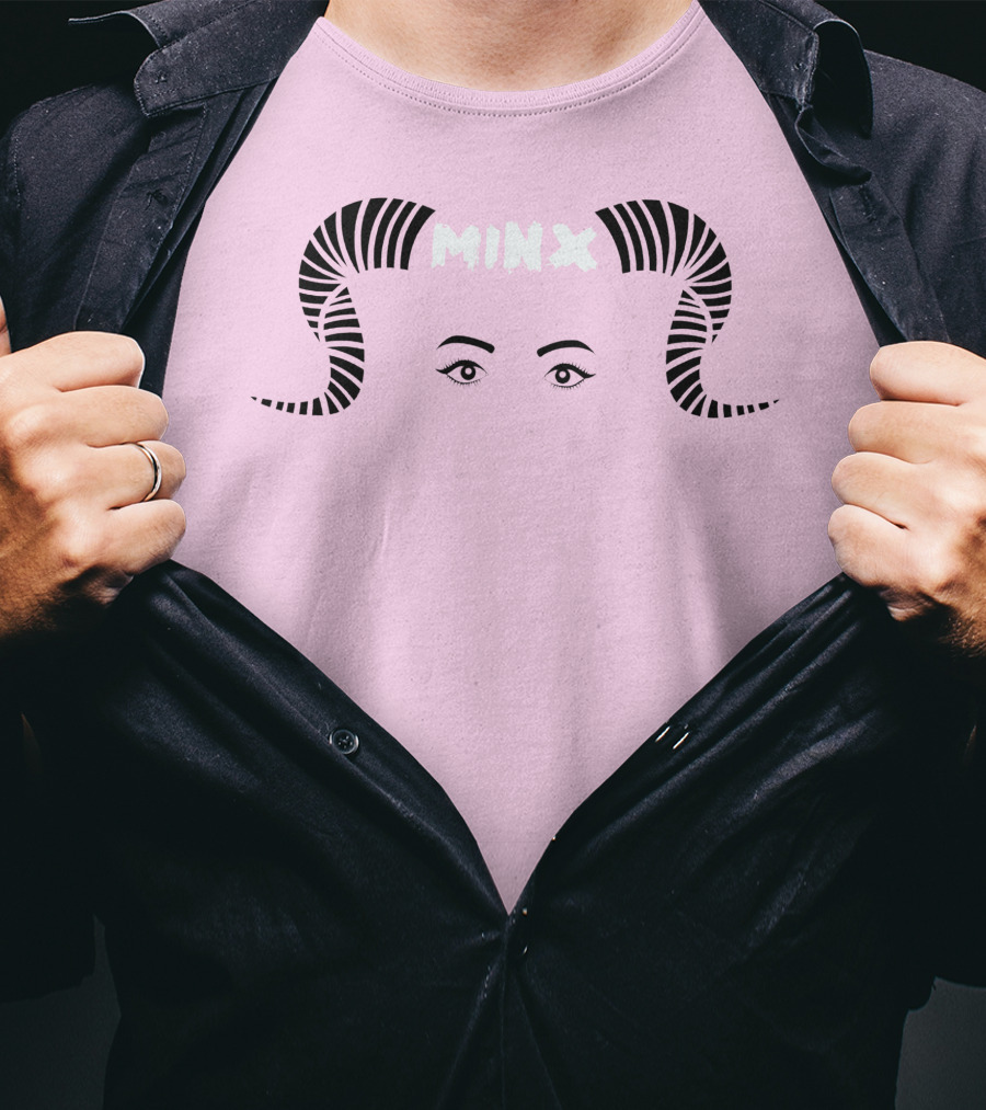MINX Horned Eyebrow Expression Pink T-Shirt