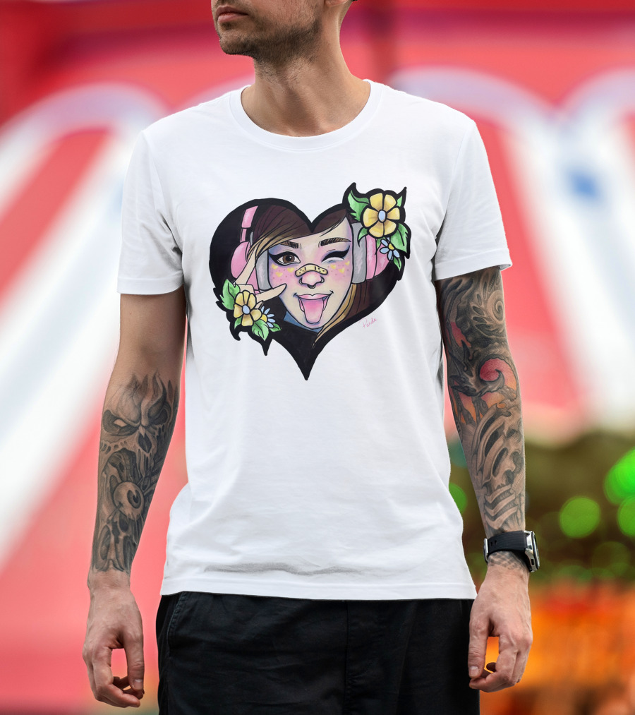 Digitalprincxss Heart Headphones and Flower T-Shirt