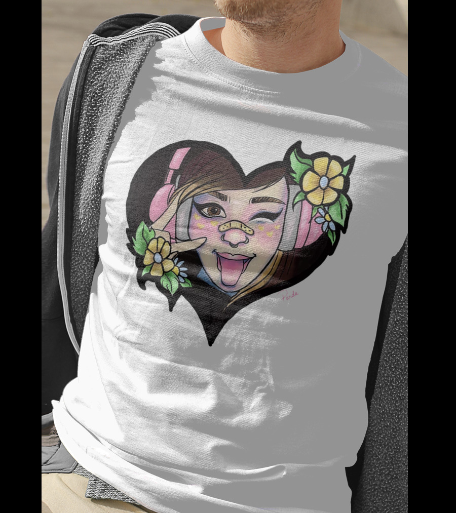Digitalprincxss Heart Headphones And Flower T-Shirt