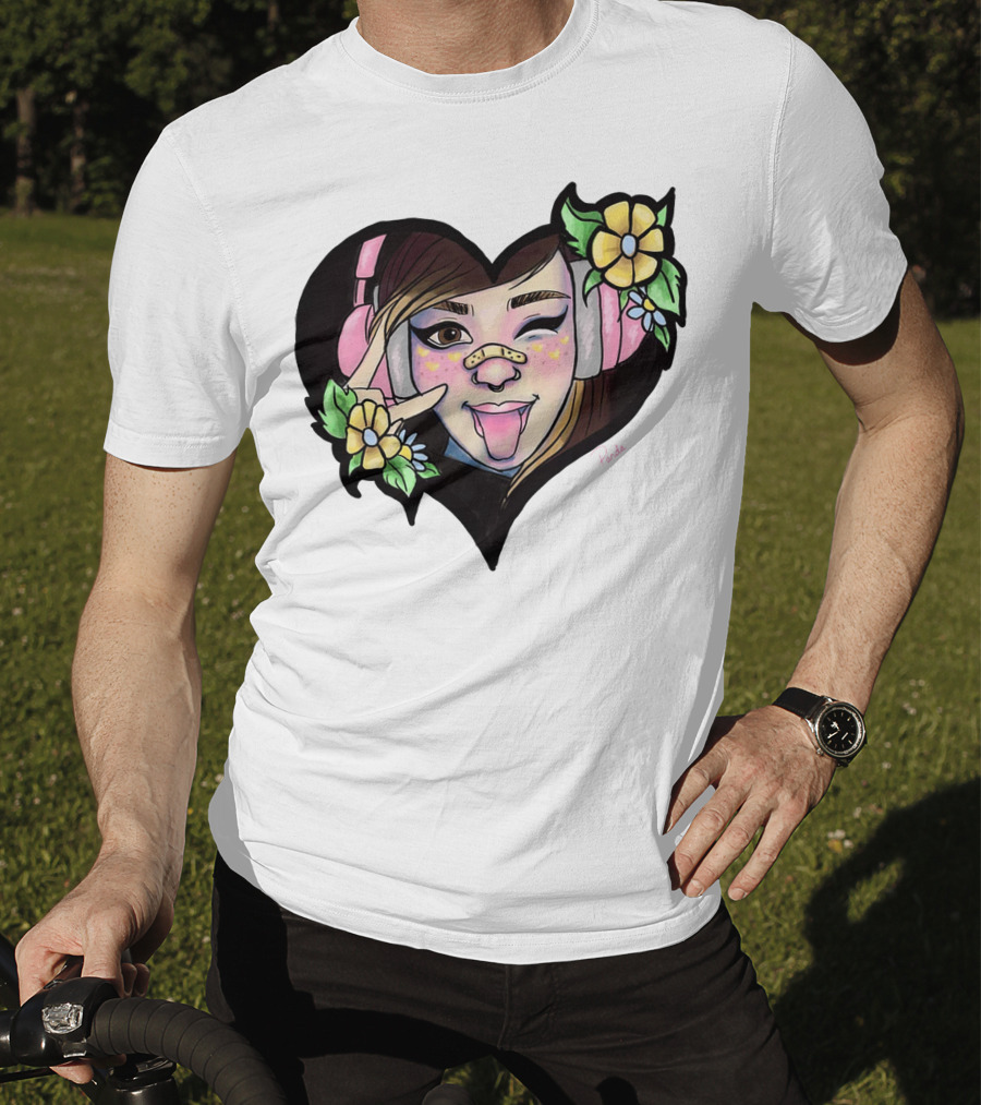 Digitalprincxss Heart Headphones And Flower T-Shirt