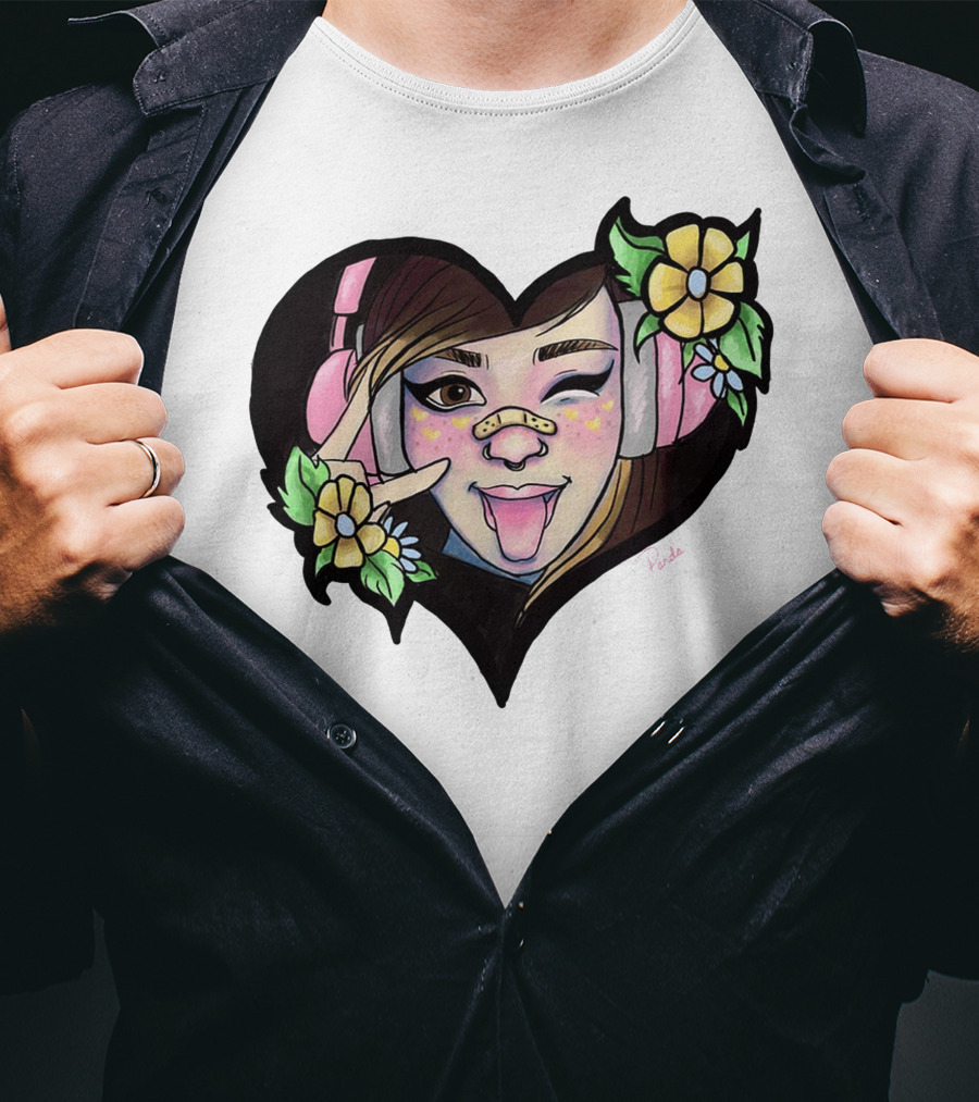 Digitalprincxss Heart Headphones And Flower T-Shirt
