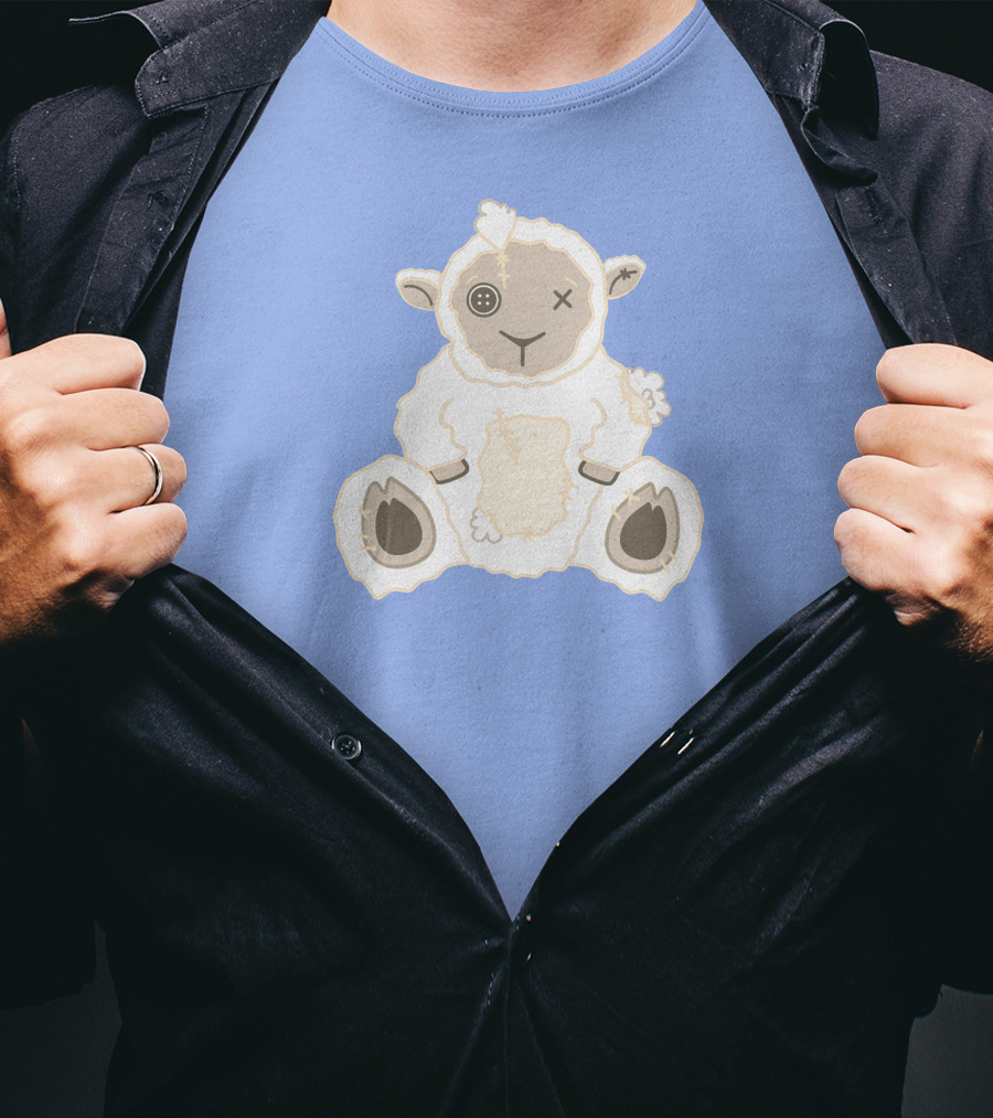 Captain Puffy Merch Sheep Plush Button Eye Patchwork T-Shirt