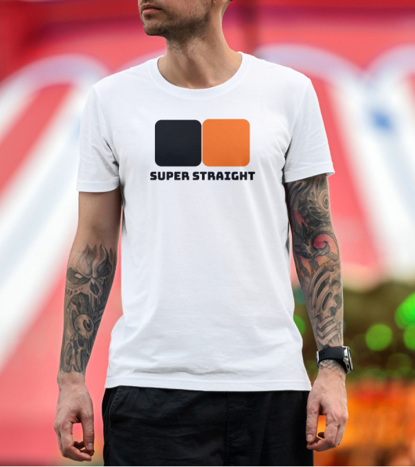 Premium T-Shirt: Super Straight Black Orange Square T-Shirt Super Straight Black Orange Square T-Shirt