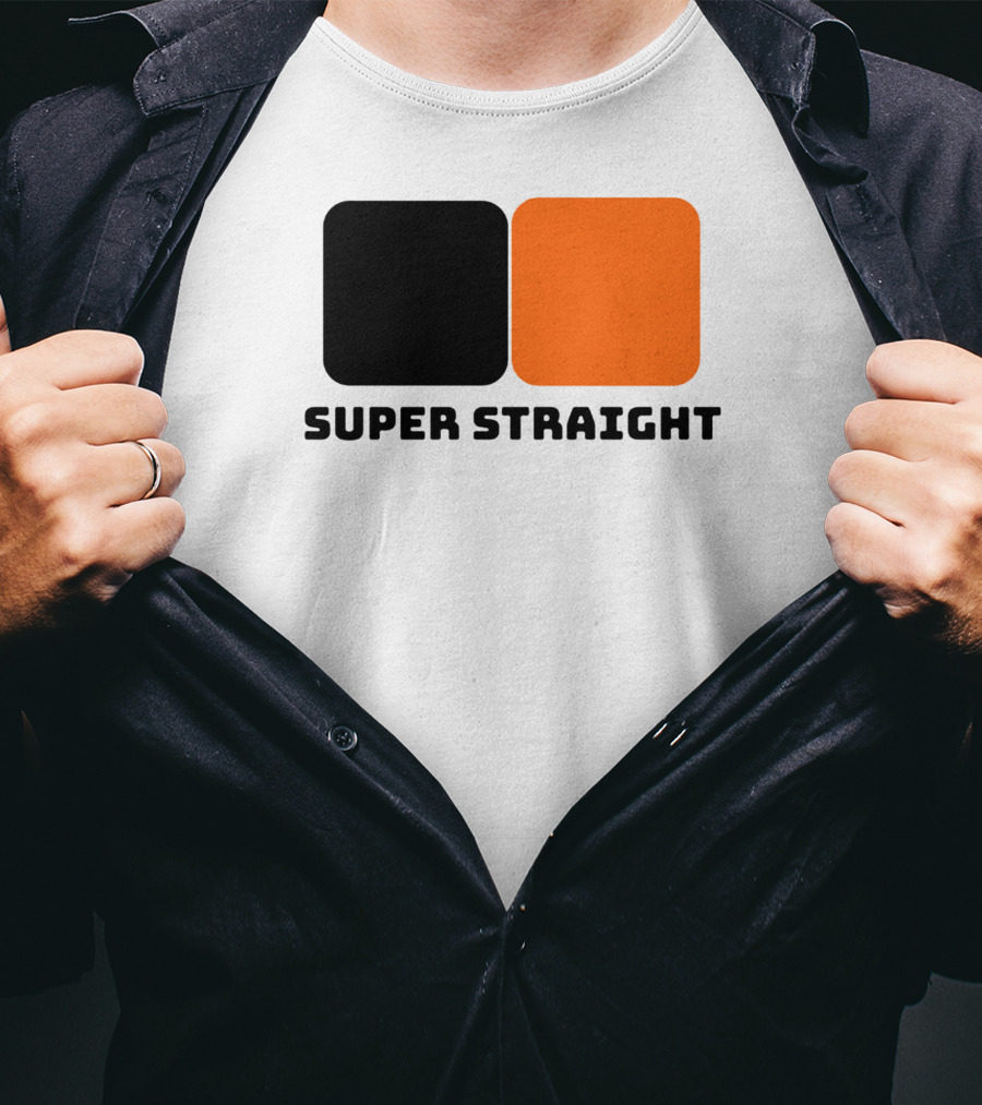 Super Straight Black Orange Square T-Shirt
