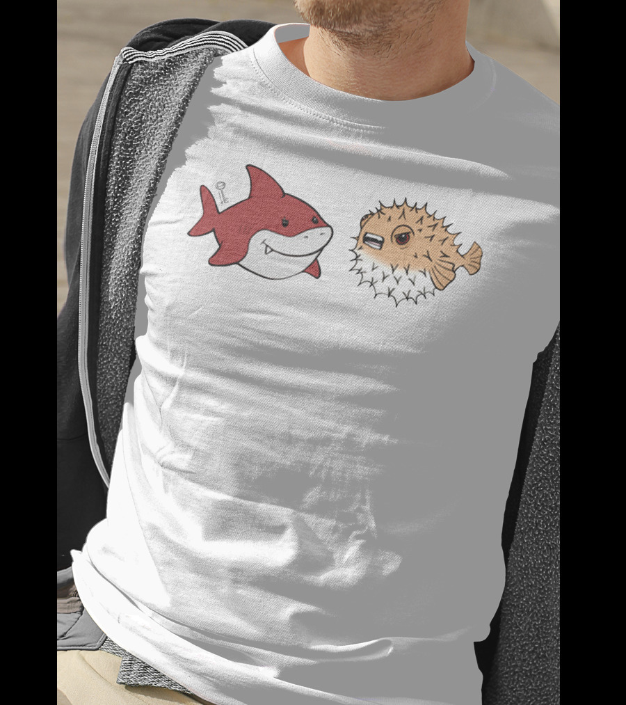 Bonfire Lowkey Anime Merch Shark And Pufferfish Duo T-Shirt