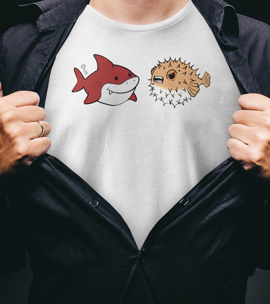 Bonfire Lowkey Anime Merch Shark And Pufferfish Duo T-Shirt