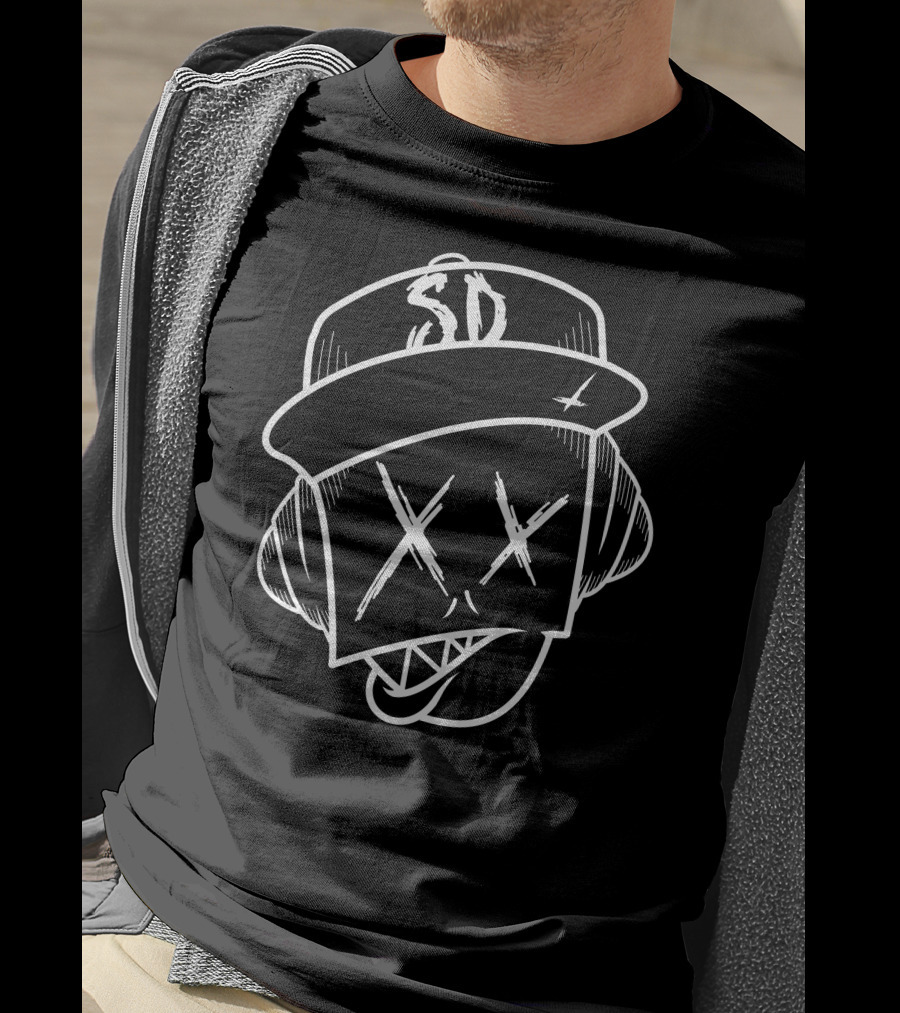 SD SubDocta Graffiti Style Cartoon Face With Hat And Headphones T-Shirt