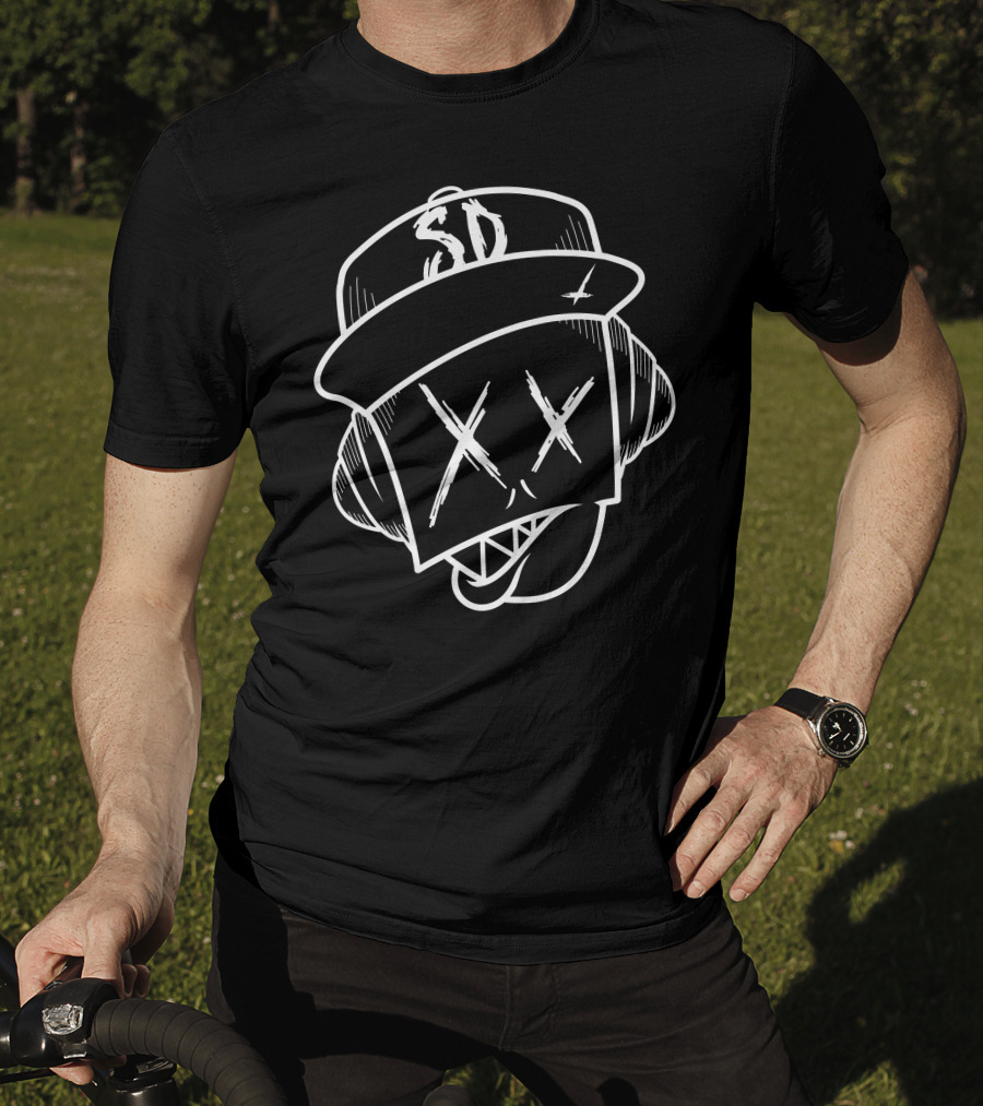 SD SubDocta Graffiti Style Cartoon Face With Hat And Headphones T-Shirt