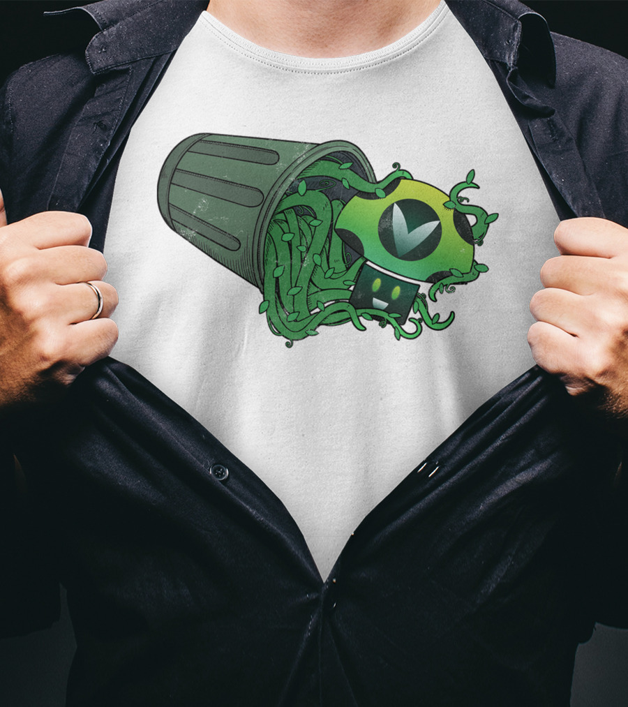 Vinesauce Trash Can With Green Goo And Controller T-Shirt