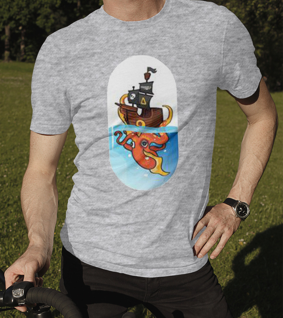 A For Adley Pirate Ship And Orange Octopus Adventure T-Shirt