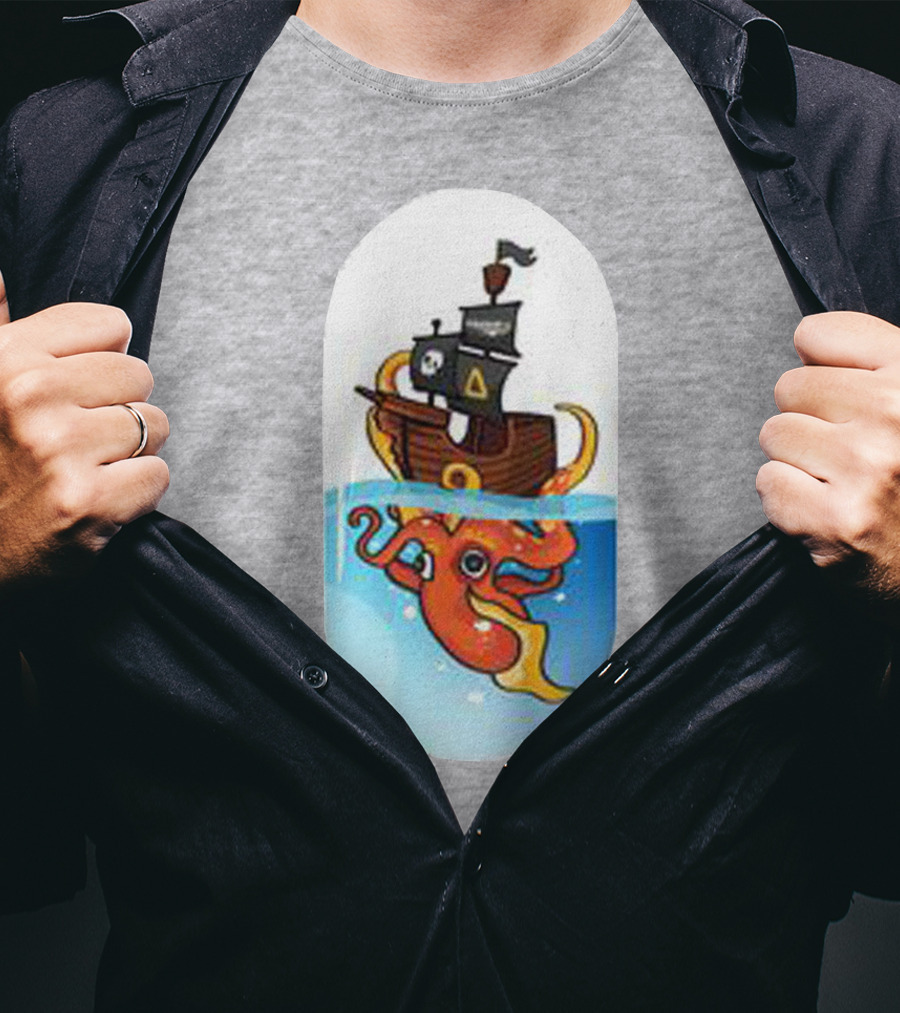 A For Adley Pirate Ship And Orange Octopus Adventure T-Shirt