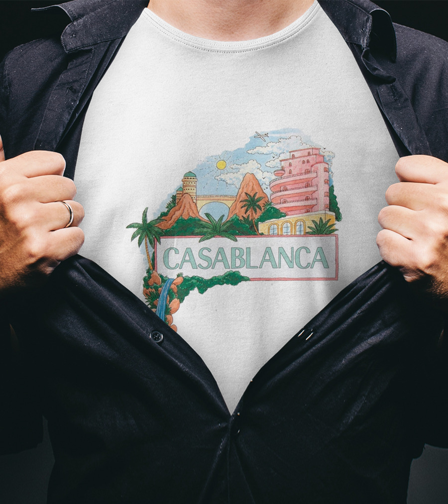 Casablanca Merch Casa Views With Scenic Landscape And Art Deco Elements T-Shirt