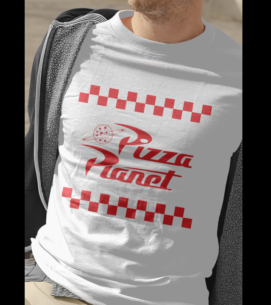 Toy Story Pizza Planet Logo With Red Checkered Border T-Shirt