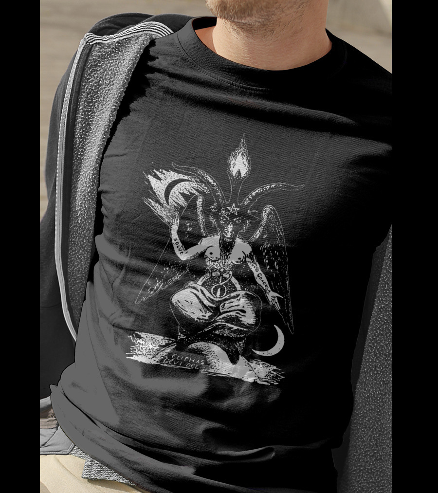 Baphomet Eliphas Levi Symbol With Wings And Crescent Moons T-Shirt