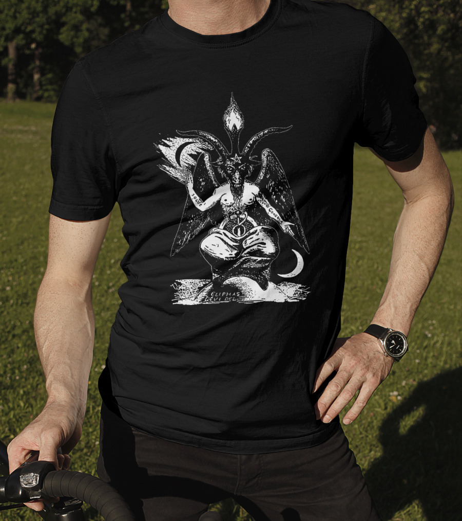 Baphomet Eliphas Levi Symbol With Wings And Crescent Moons T-Shirt