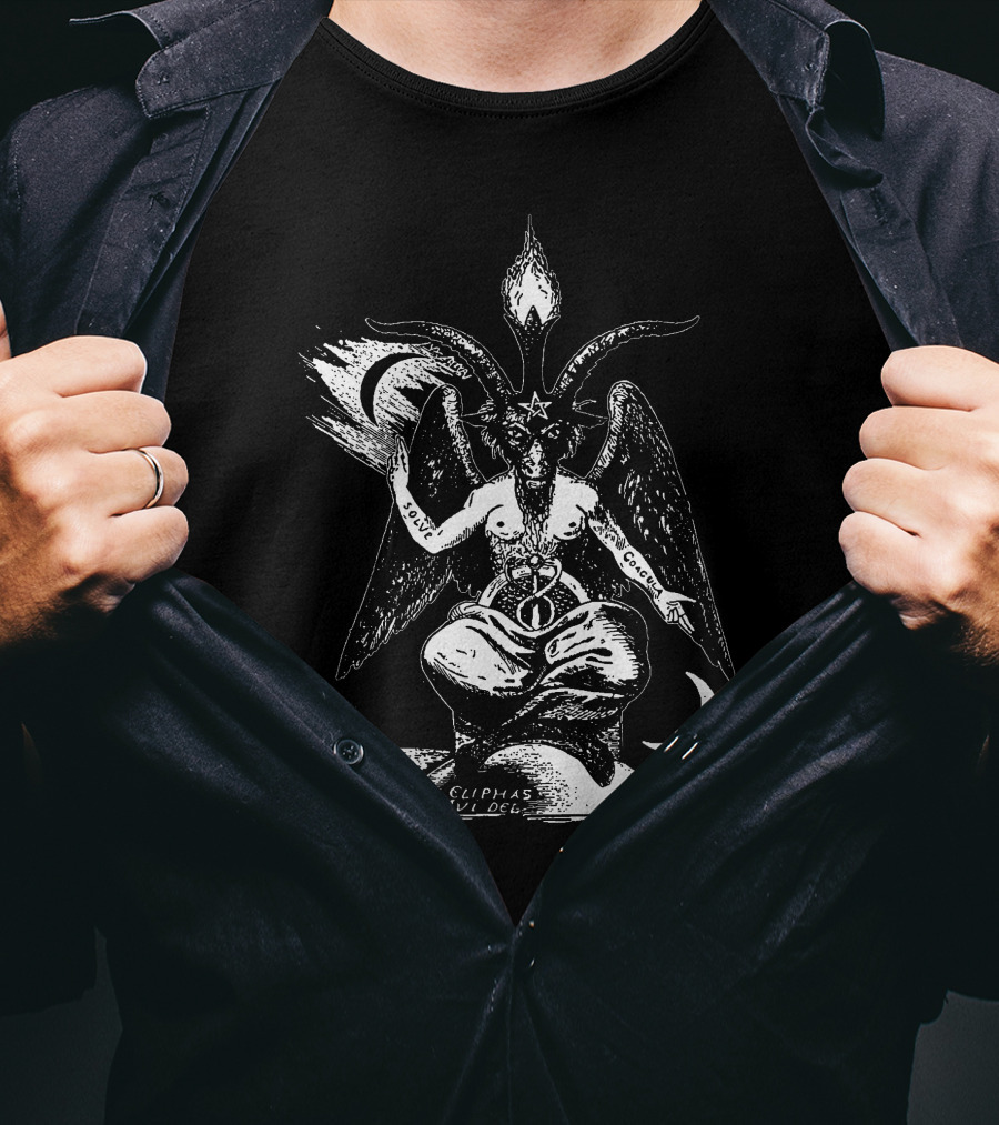Baphomet Eliphas Levi Symbol With Wings And Crescent Moons T-Shirt