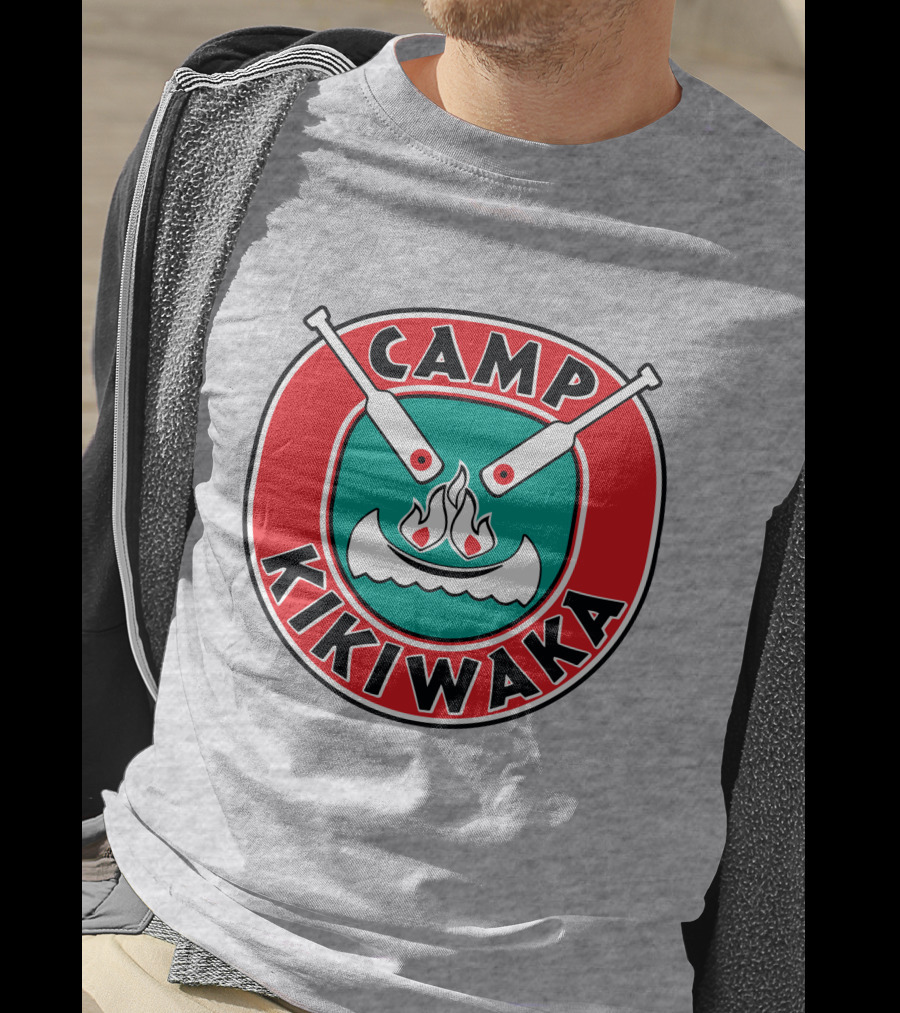 Camp Kikiwaka Logo With Canoe And Campfire Emblem T-Shirt