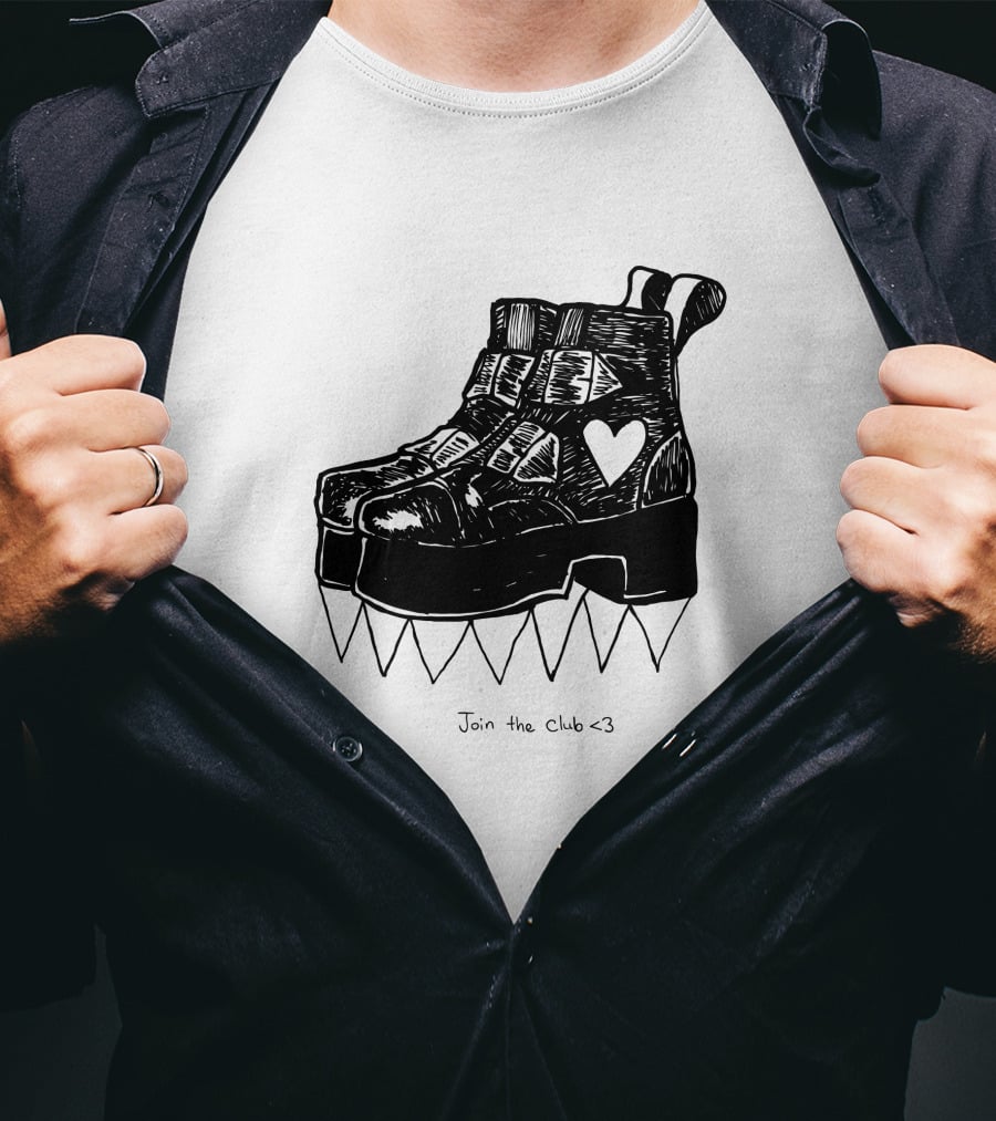 Join The Club Deathstud Boots Merch Heart Platform T-Shirt