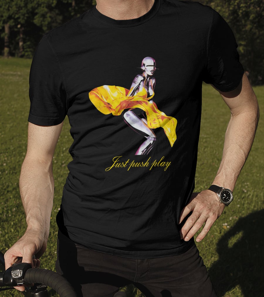 Brody Jenner Aerosmith 2001 Just Push Play Yellow Robotic Figure T-Shirt