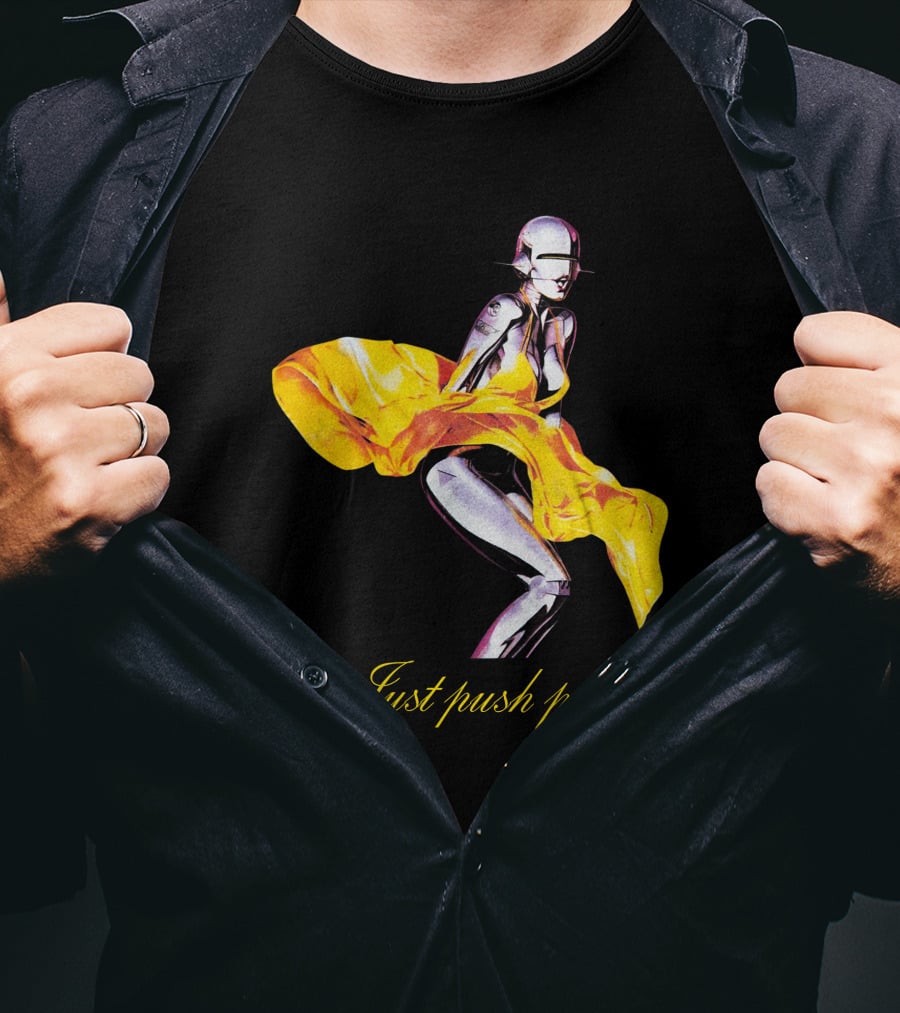 Brody Jenner Aerosmith 2001 Just Push Play Yellow Robotic Figure T-Shirt