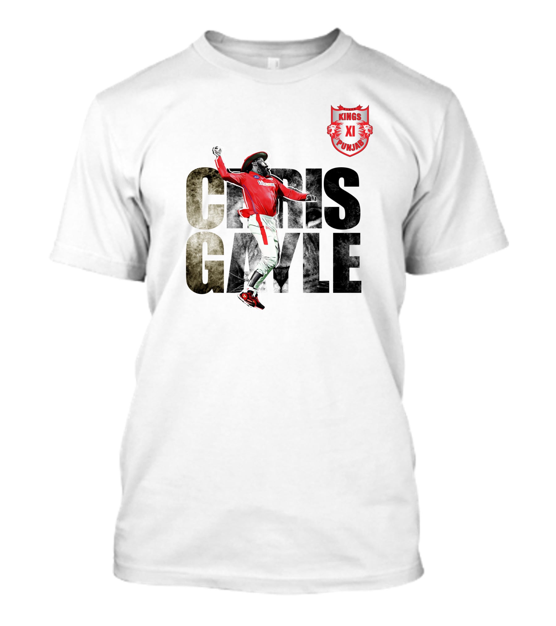 Chris Gayle Kings XI Punjab The King Crown Of The Jungle T-Shirt