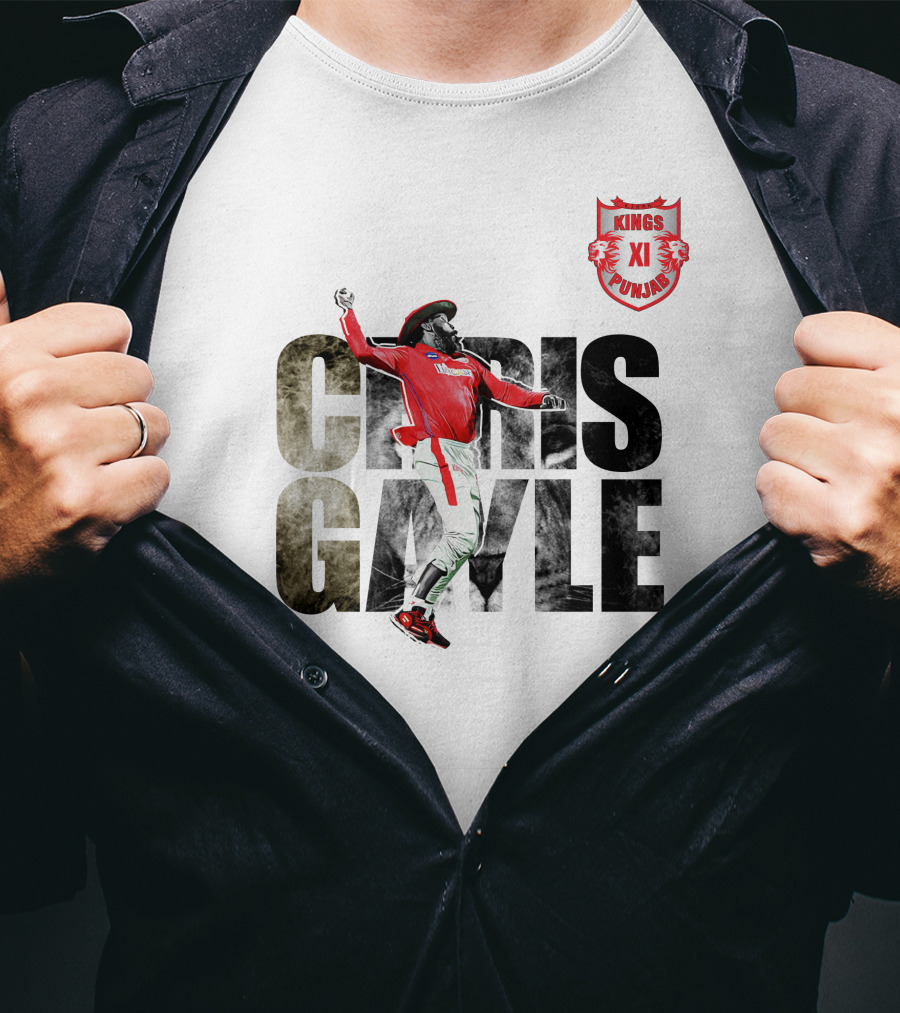 Chris Gayle Kings XI Punjab The King Crown Of The Jungle T-Shirt