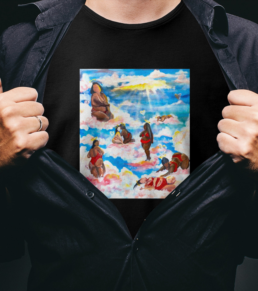 Fat Angels In Cloudscape With Hearts T-Shirt
