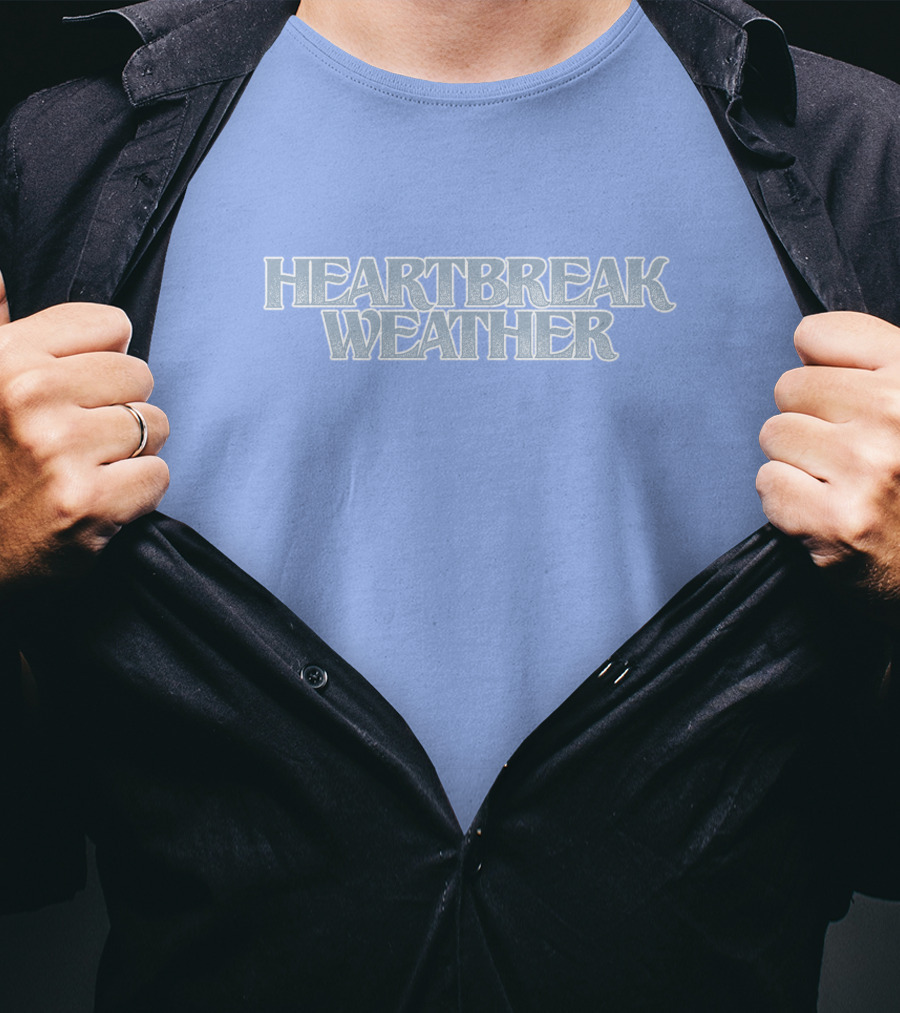 Heartbreak Weather Sky Blue Text T-Shirt
