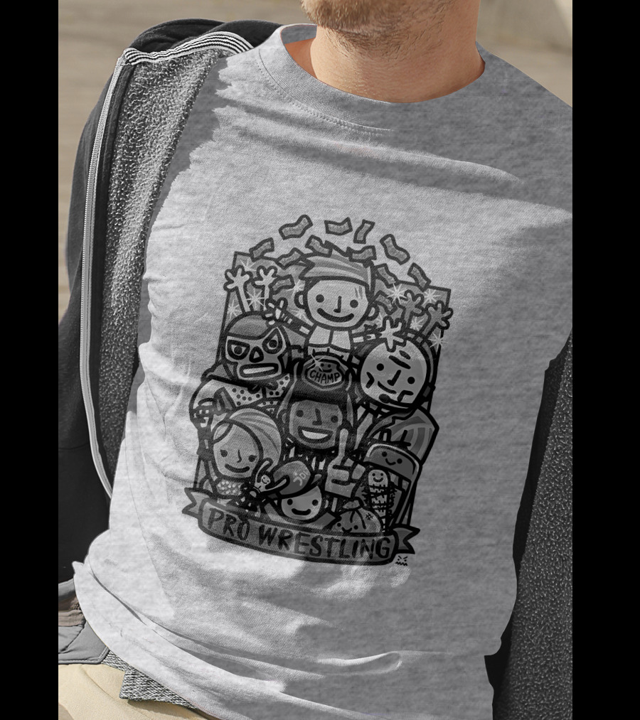 Ofooro Champ Celebration Pro Wrestling Cartoon Characters T-Shirt