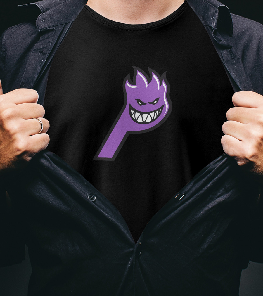 Palace Spitfire Purple Flame Logo With Smiling Face T-Shirt