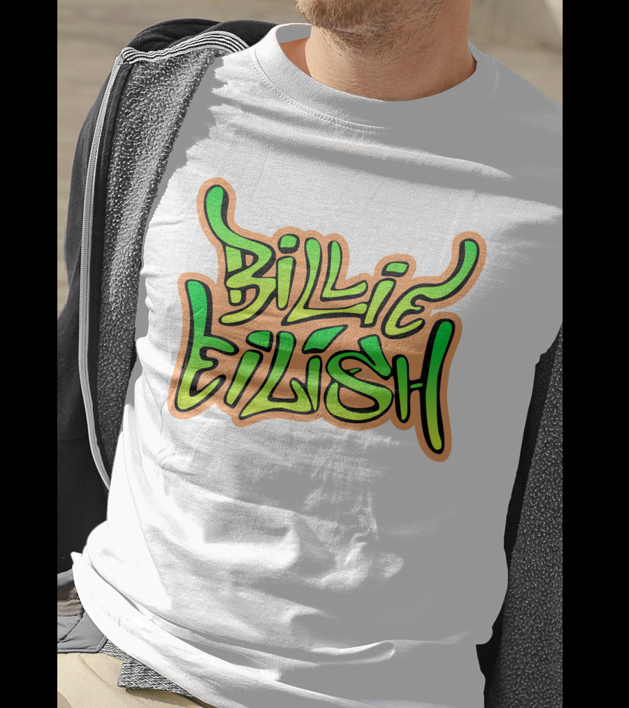 Billie Eilish Green Groovy Text Merch T-Shirt