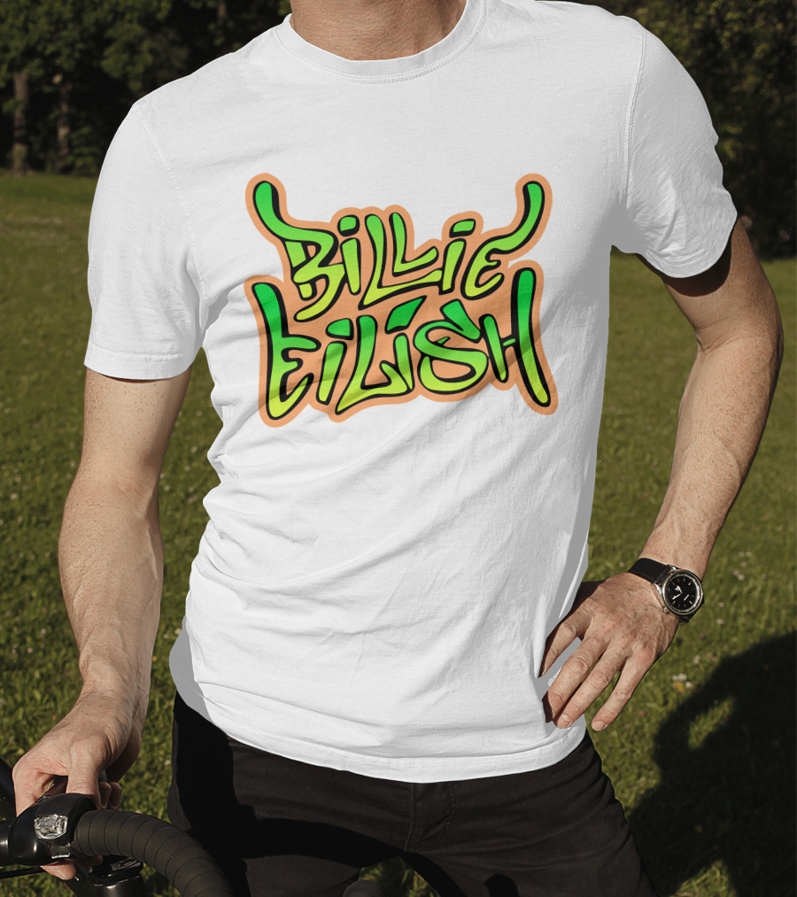 Billie Eilish Green Groovy Text Merch T-Shirt
