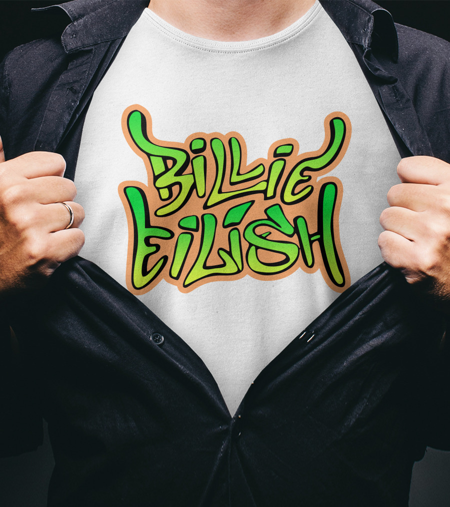 Billie Eilish Green Groovy Text Merch T-Shirt