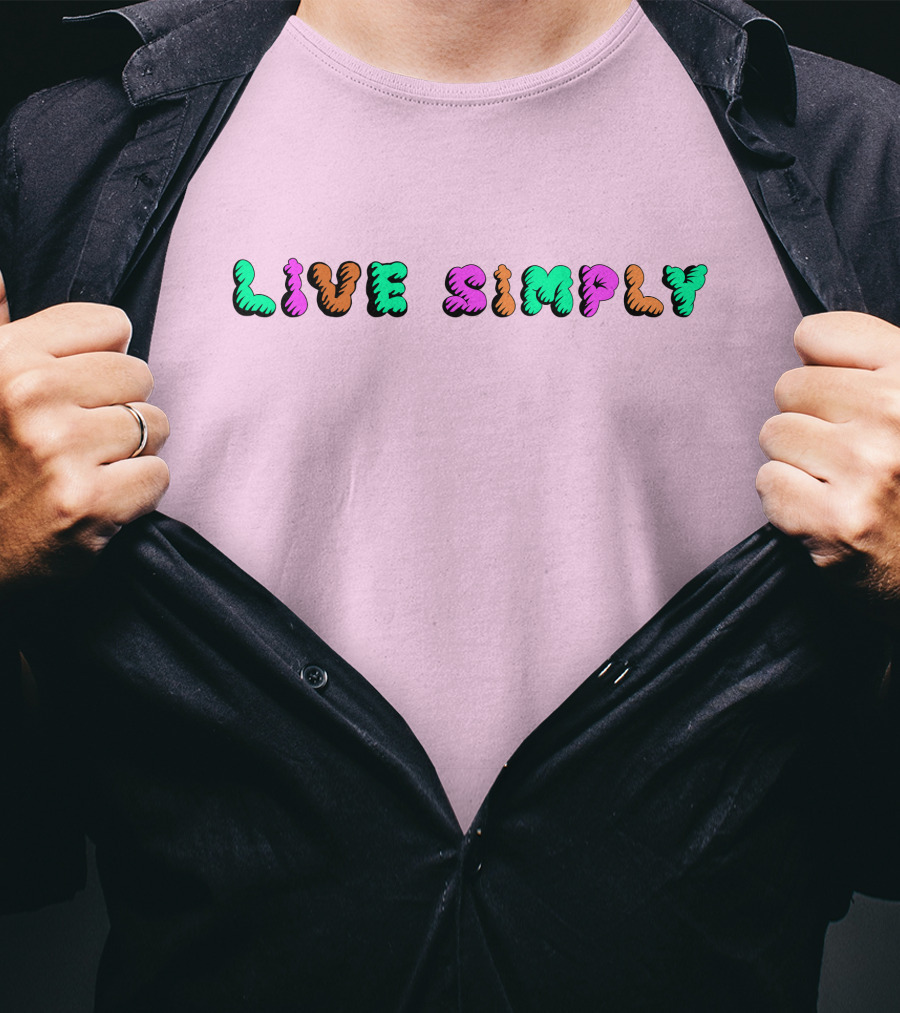 Simply64store Live Simply Playful Colorful Typography T-Shirt