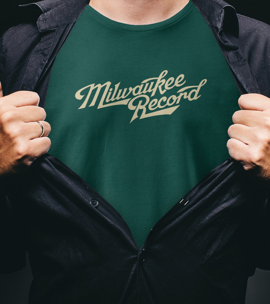 Milwaukee Record Forest Green Script T-Shirt