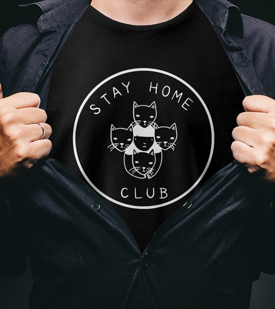 Stay Home Club Five Cats Circle T-Shirt